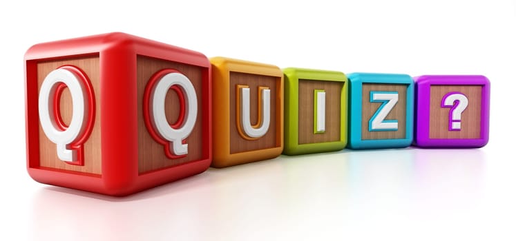 Quiz cubes isolated on white background. 3D illustration.