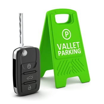 Car key and vallet parking board isolated on white background. 3D illustration.