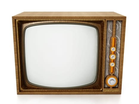 Vintage television isolated on white background. 3D illustration.