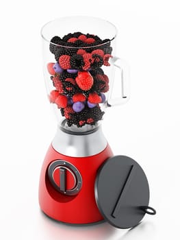 Blender with fruits isolated on white background. 3D illustration.