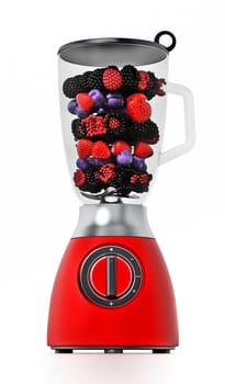 Blender with fruits isolated on white background. 3D illustration.