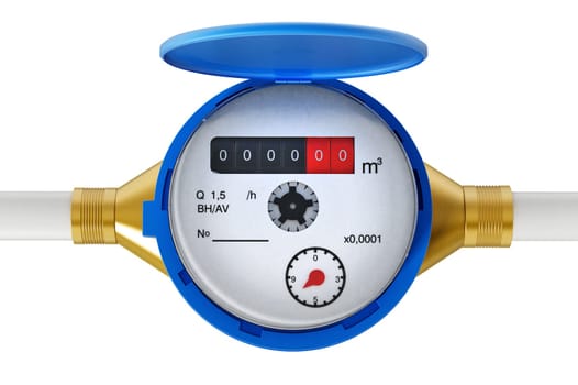 Water meter isolated on white background. 3D illustration.