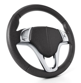 Steering wheel isolated on white background. 3D illustration.