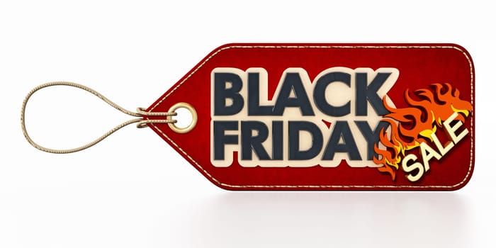Red Black Friday Sale tag isolated on white background. 3D illustration.