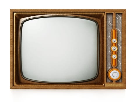 Vintage television isolated on white background. 3D illustration.