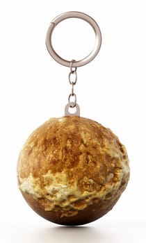 3D planet Mars connected to keychain. 3D illustration.