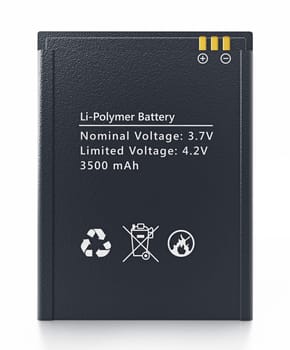 Spare smartphone lithium ion battery. 3D illustration.