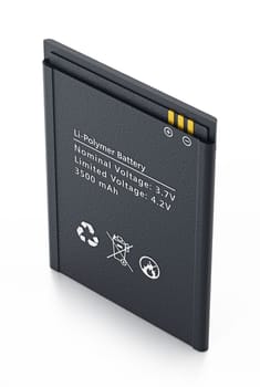 Spare smartphone lithium ion battery. 3D illustration.