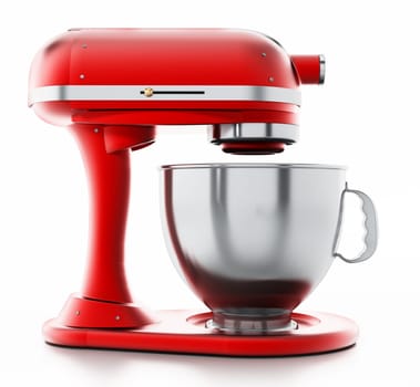 Red vintage mixer isolated on white background. 3D illustration.
