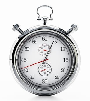 Fictitious analogue chronometer isolated on white background. 3D illustration.