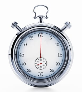 Fictitious analogue chronometer isolated on white background. 3D illustration.