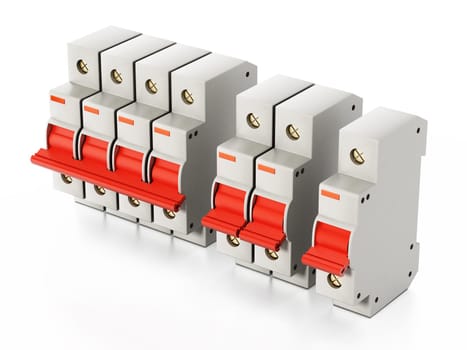 Fuse box isolated on white background. 3D illustration.