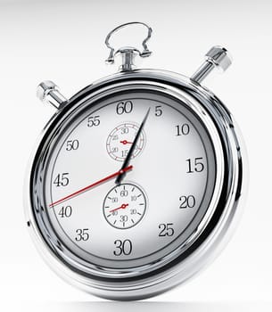 Fictitious analogue chronometer isolated on white background. 3D illustration.