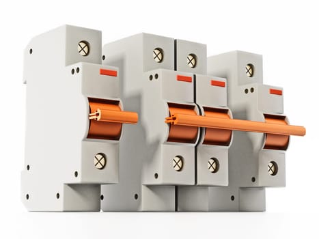 Fuse box isolated on white background. 3D illustration.