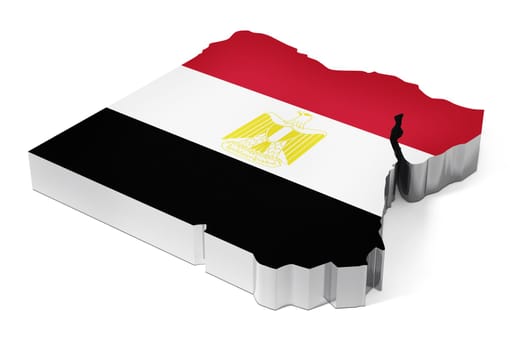 Egypy map covered with flag texture. 3D illustration.
