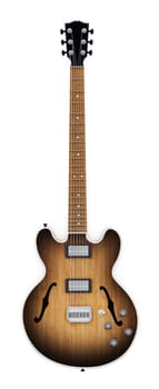 Vintage electric guitar isolated on white background. 3D illustration.