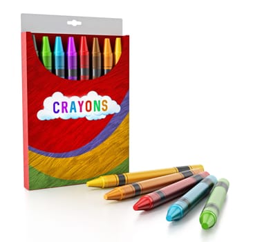 Color crayons isolated on white background. 3D illustration.
