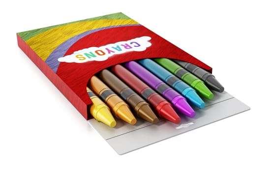 Color crayons isolated on white background. 3D illustration.