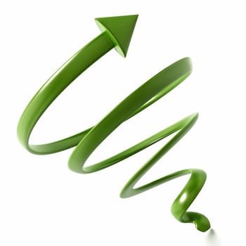 Helix shaped arrow sign isolated on white background. 3D illustration.