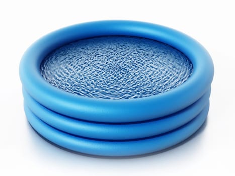Rubber childrens' pool full of water. 3D illustration.