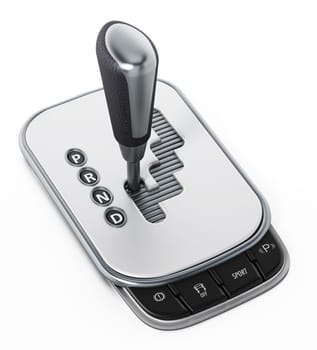 Generic automatic gearbox isolated on white background. 3D illustration.