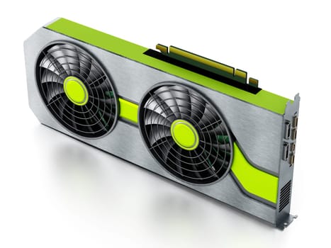 Modern graphics card isolated on white background. 3D illustration.