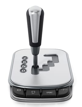 Generic automatic gearbox isolated on white background. 3D illustration.