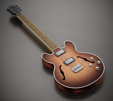 Vintage electric guitar isolated on white background. 3D illustration.