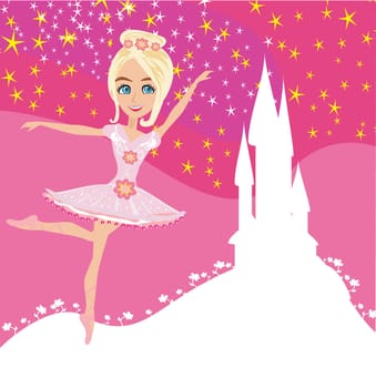 Beautiful ballerina and Magic Castle
