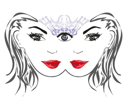 Woman with third eye, psychic supernatural senses
