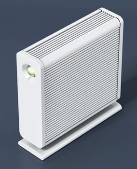External hard drive on dark background. 3D illustration.