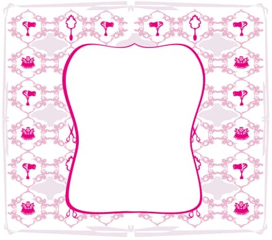 pink hairdressing barber tools frame illustration