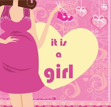 It's A Girl! - pregnant woman card