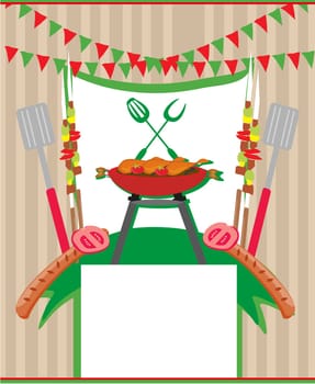 Barbecue Party menu card Invitation