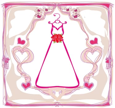 Invitation template with beautiful wedding dress