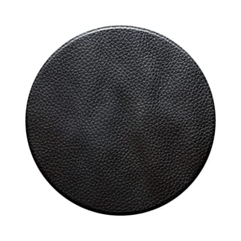 Black natural leather Button on white background