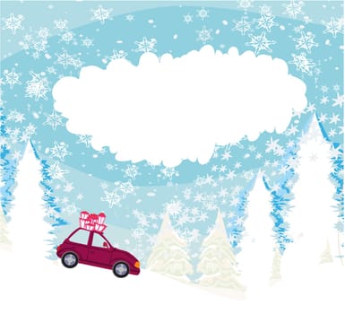 Car with christmas gift box