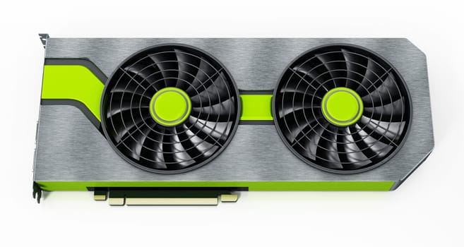 Modern graphics card isolated on white background. 3D illustration.