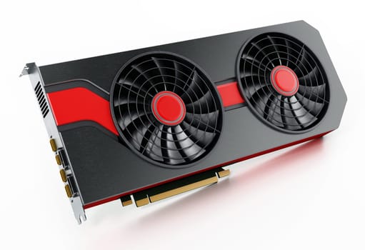 Modern graphics card isolated on white background. 3D illustration.