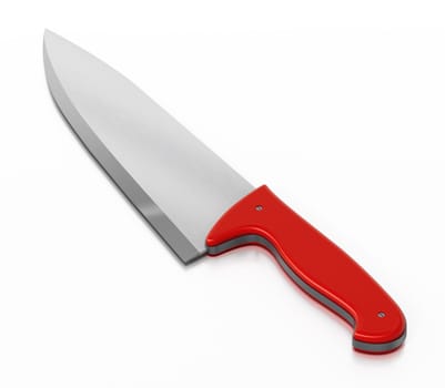 Kitchen knife isolated on white background. 3D illustration.