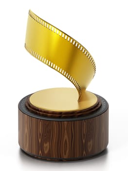 Golden film strip movie award. 3D illustration.