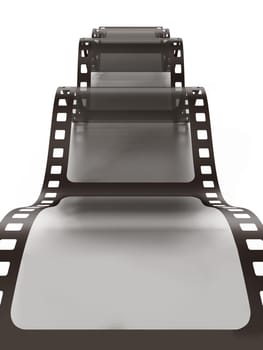 Vintage film strip isolated on white background. 3D illustration.