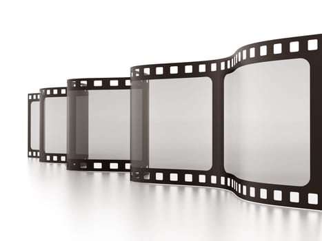 Vintage film strip isolated on white background. 3D illustration.