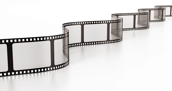 Vintage film strip isolated on white background. 3D illustration.