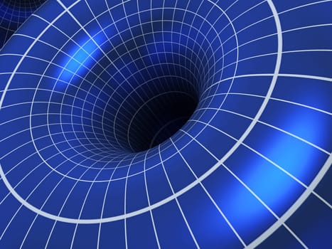 Abstract blue 3D vortex illustration. 3D illustration.