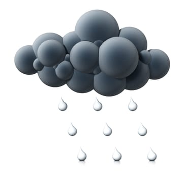 Cloud and water drop symbols isolated on white background. 3D illustration.