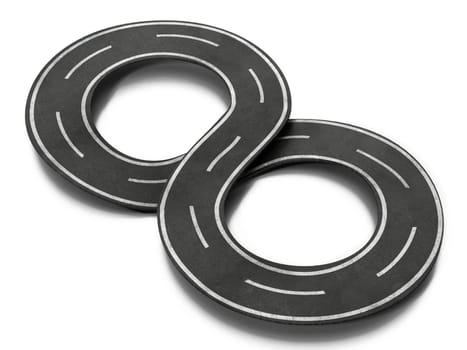 Infinity symbol shaped road isolated on white background. 3D illustration.