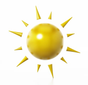 Sun symbol isolated on white background. 3D illustration.
