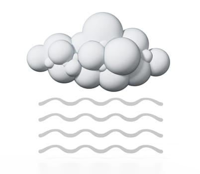 Cloud and fog symbols isolated on white background. 3D illustration.