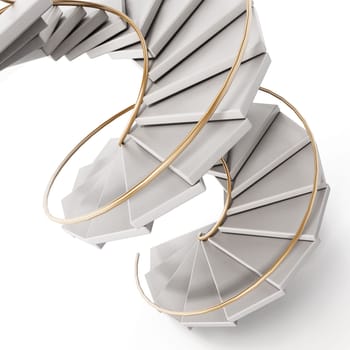 Spiral staircase isolated on white background. 3D illustration.
